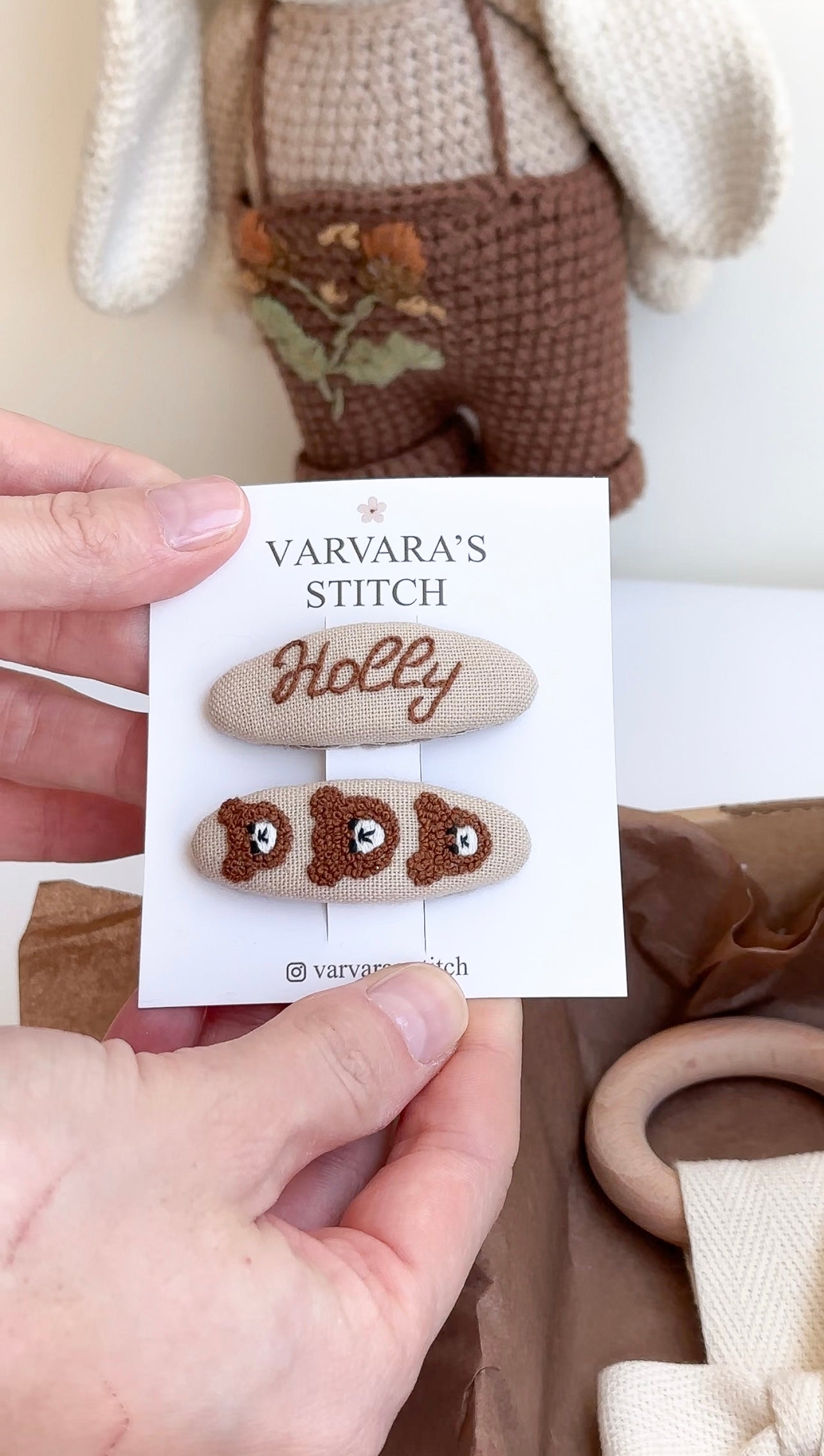Personalized Baby Hair Clips Gift Set with Hanging Organizer