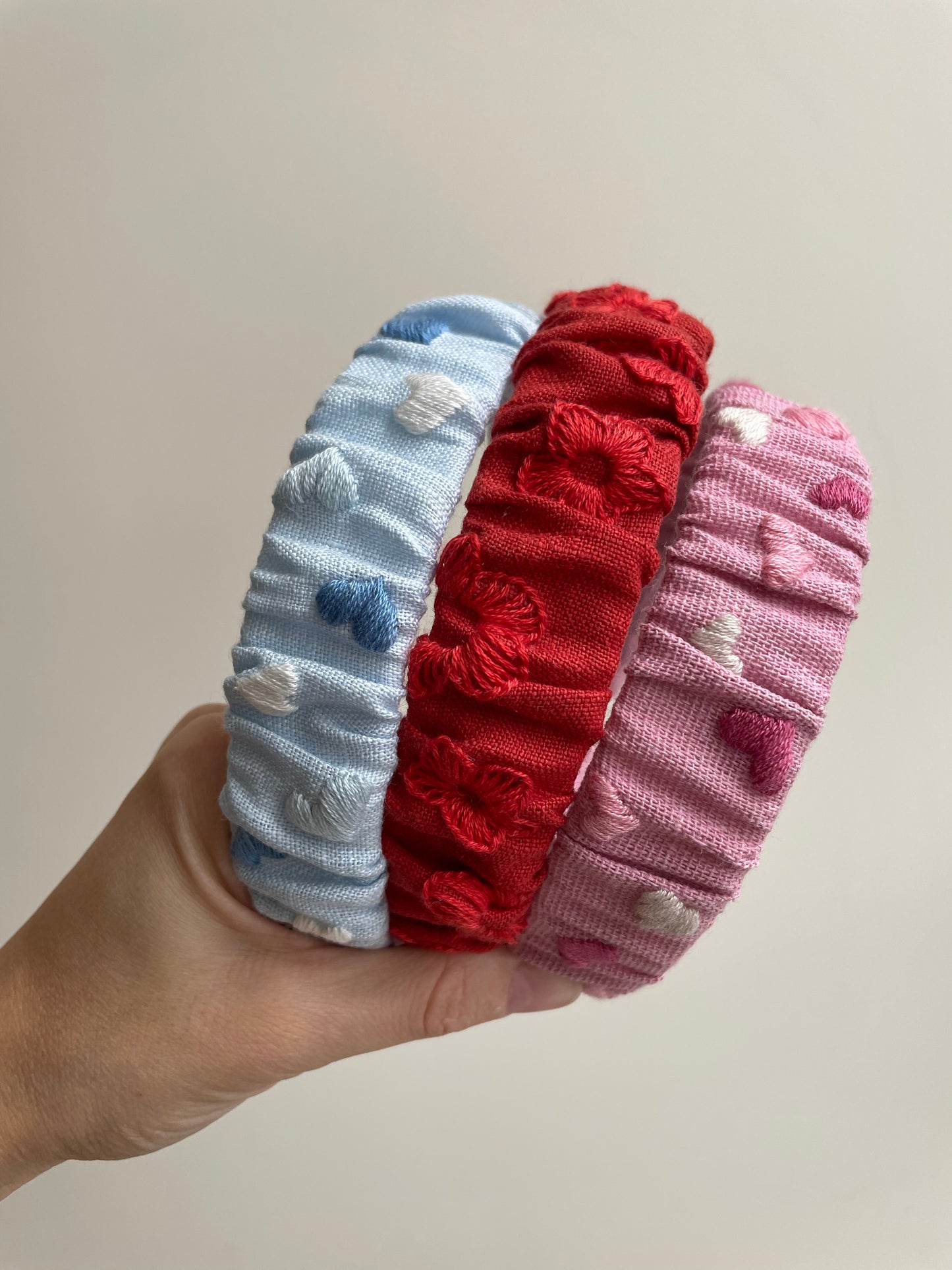 Hand Embroidered Linen Baby Headband, Floral Hair Accessory 🚚 Free Shipping