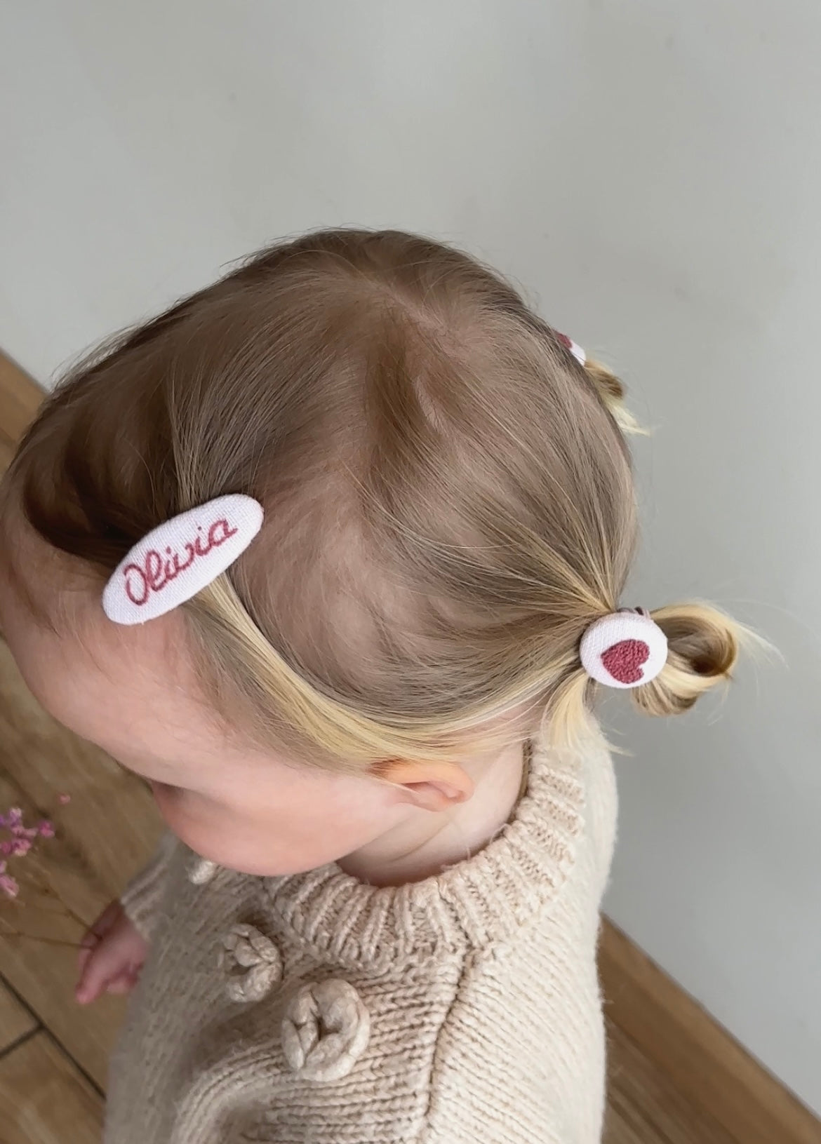 Luxury Personalized Linen Hair Accessories Gift Set for Girls – Headband, Bow Clip & Embroidered Heart Clips