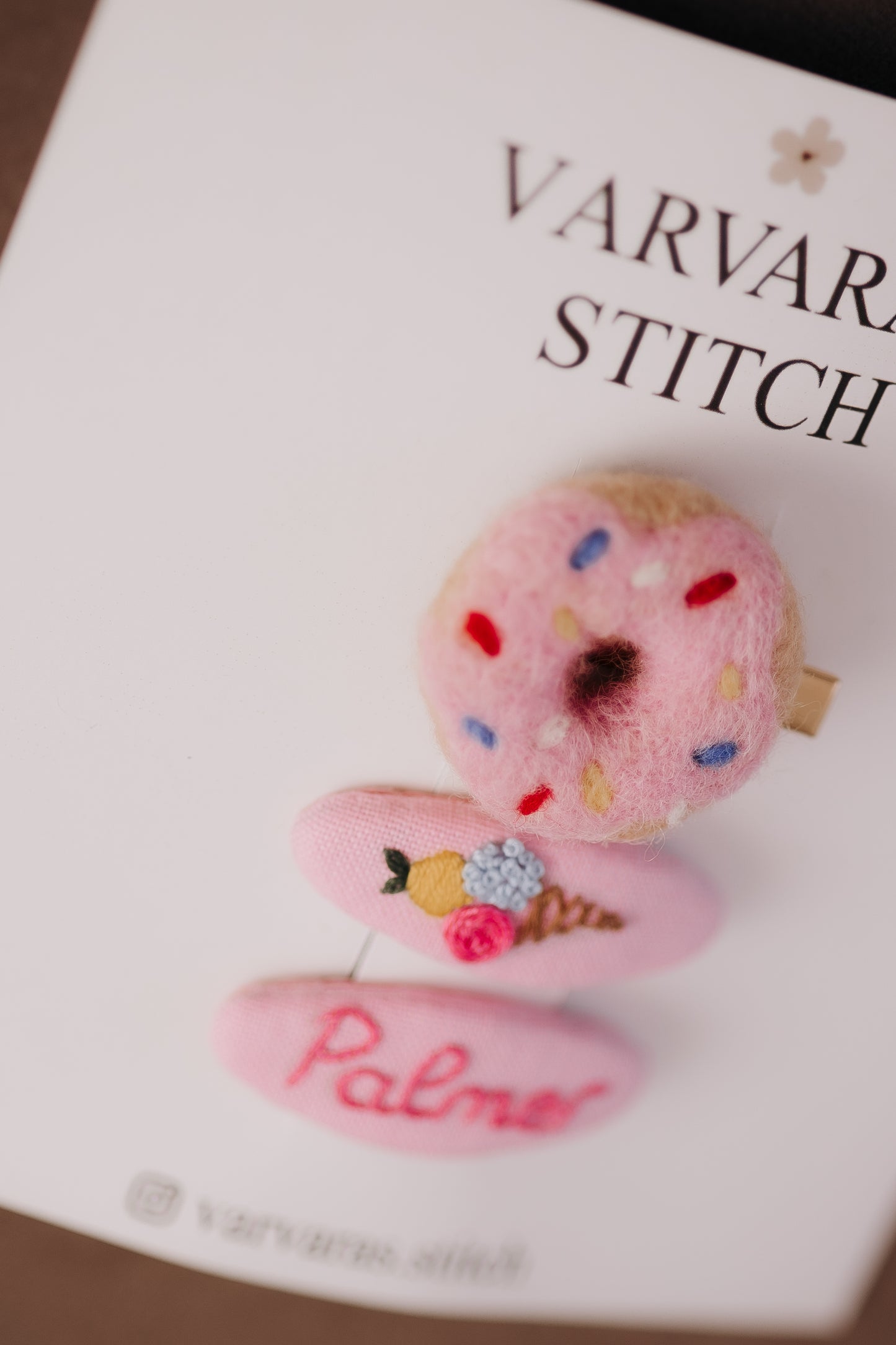 Personalized Pink Hair Clip Set – Name, Ice Cream & Donut  🚚 Free Shipping from Ukraine 🇺🇦