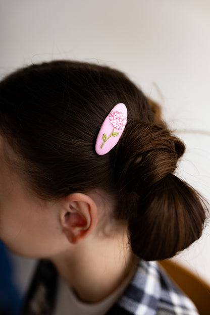 Embroidered Hydrangea Hair Accessories Set - Blue and Pink Handmade Clips and Hair Ties 🚚 Free Shipping from Ukraine🇺🇦