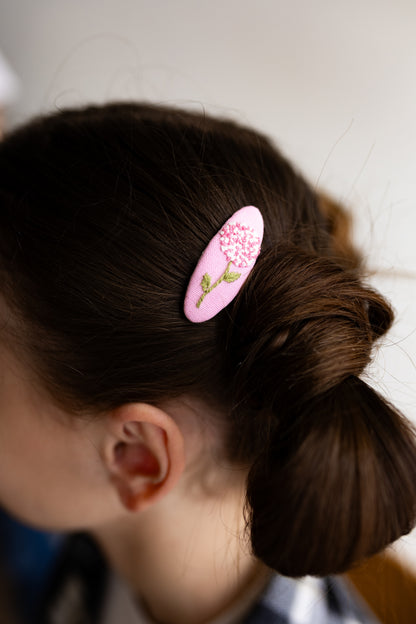 Embroidered Hydrangea Hair Accessories Set - Blue and Pink Handmade Clips and Hair Ties 🚚 Free Shipping from Ukraine🇺🇦