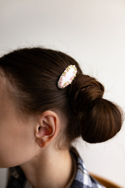 Floral Embroidered Linen Hair Tie & Clip Set 🚚 Free Shipping from Ukraine🇺🇦