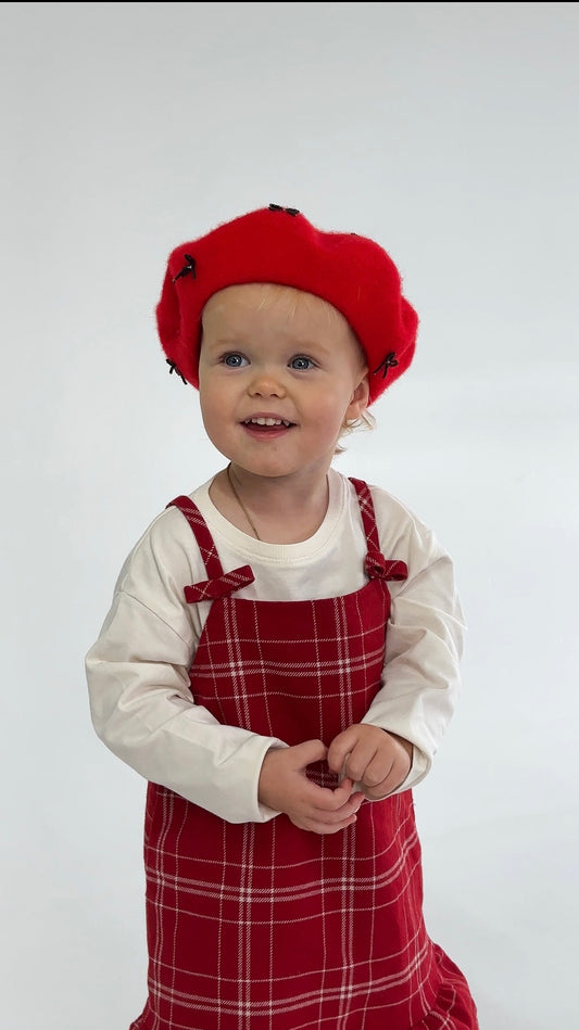 Hand Embroidered Wool Beret for Girls, Beret with Beads Bows 🚚 Free Shipping