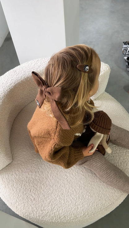 Handmade Embroidered Linen Hair Bows Set – Forest Animals | Baby & Toddler Girl Hair Accessories 🚚 Free Shipping from Ukraine🇺🇦