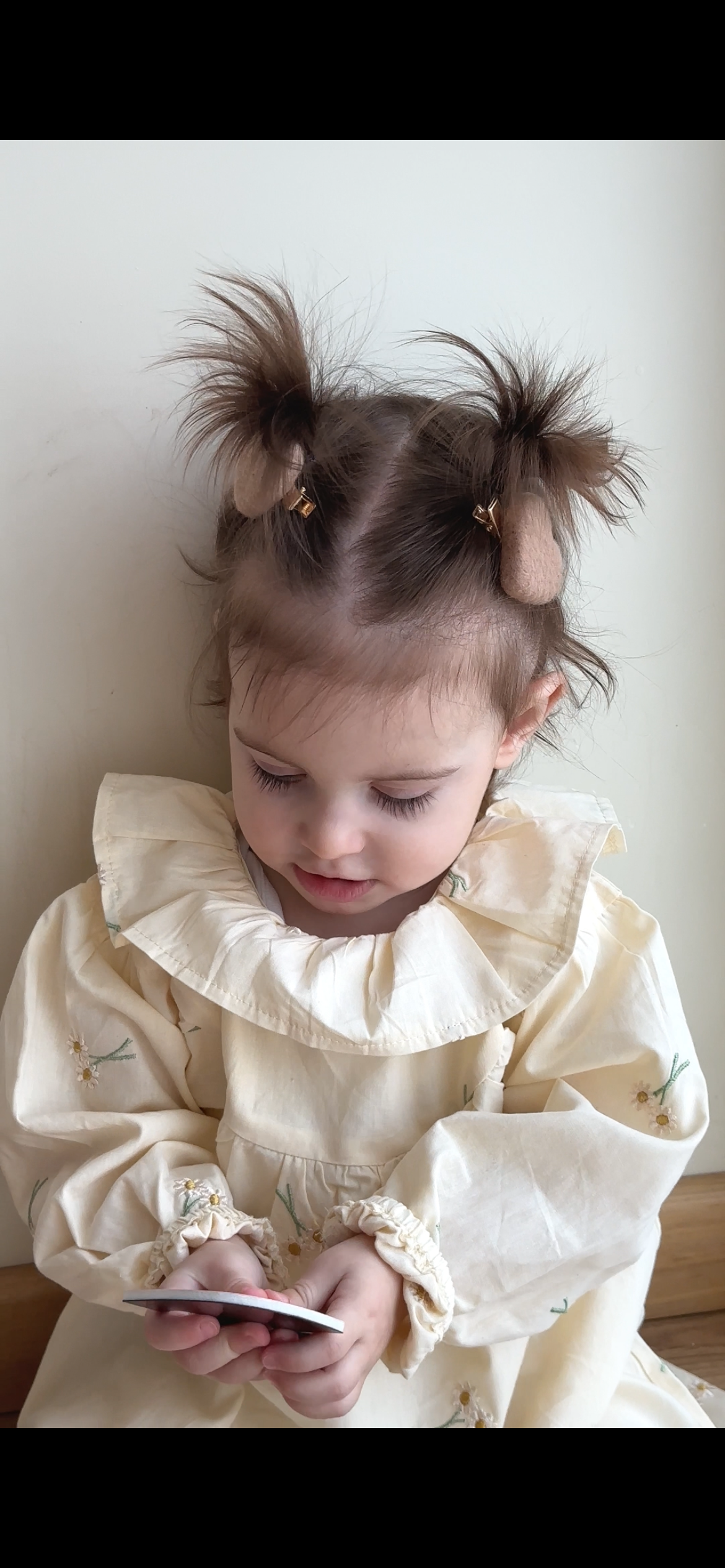 Personalized Baby Hair Clips Gift Set with Hanging Organizer, Brown Wool Heart Clips , Embroidered Name Hair Clip, Teddy Bears Clip 🚚 Free Shipping