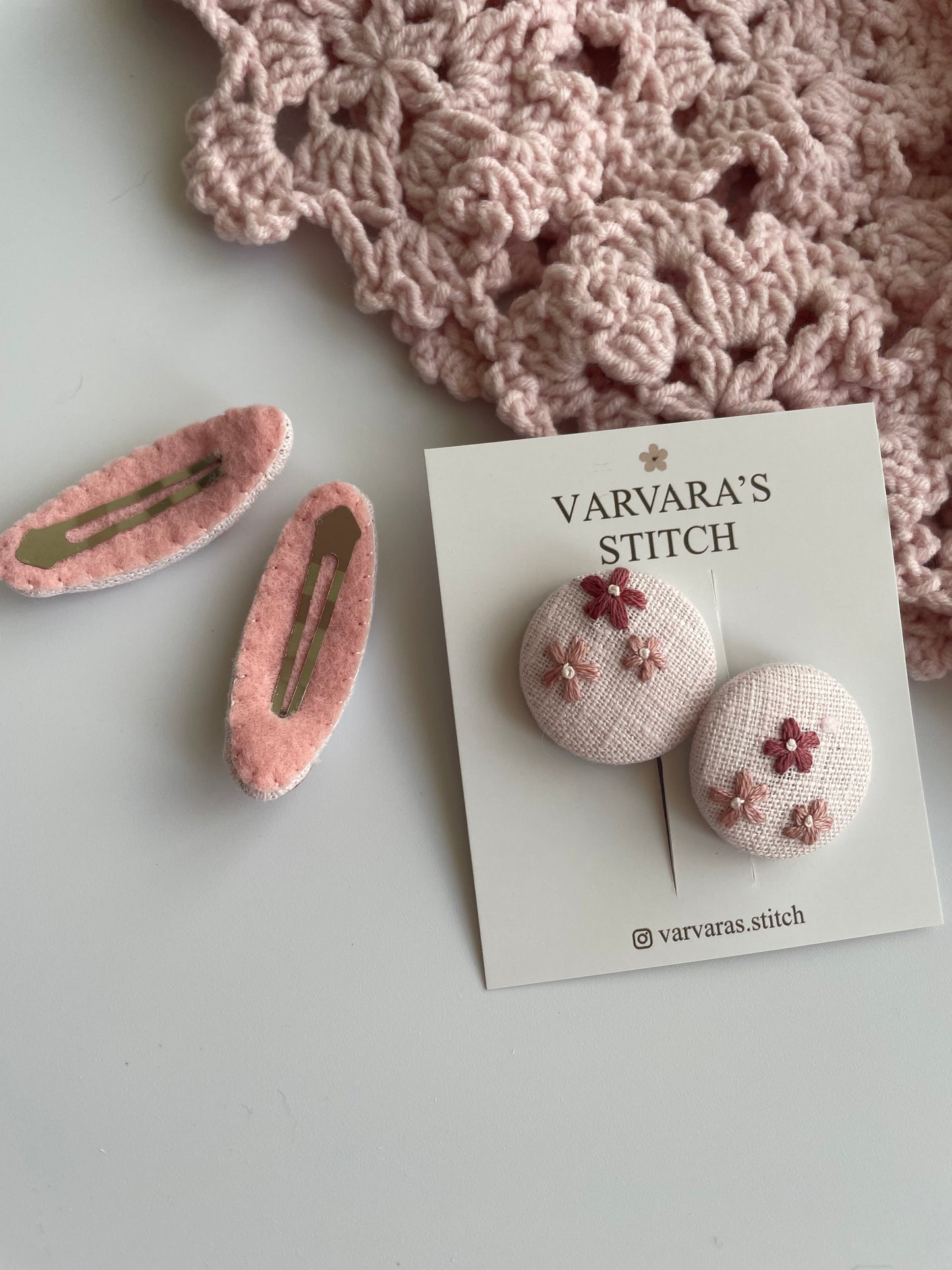 Personalized Linen Hair Accessories Set – 3 Hair Clips & 2 Embroidered Hair Ties 🎁 🚚 Free Shipping from Ukraine🇺🇦