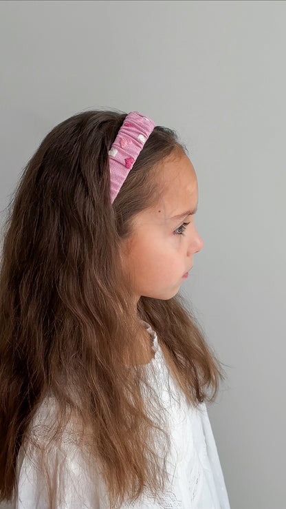 Pink Linen Floral Headband – Girl Hair Accessory 🚚 Free Shipping from Ukraine🇺🇦