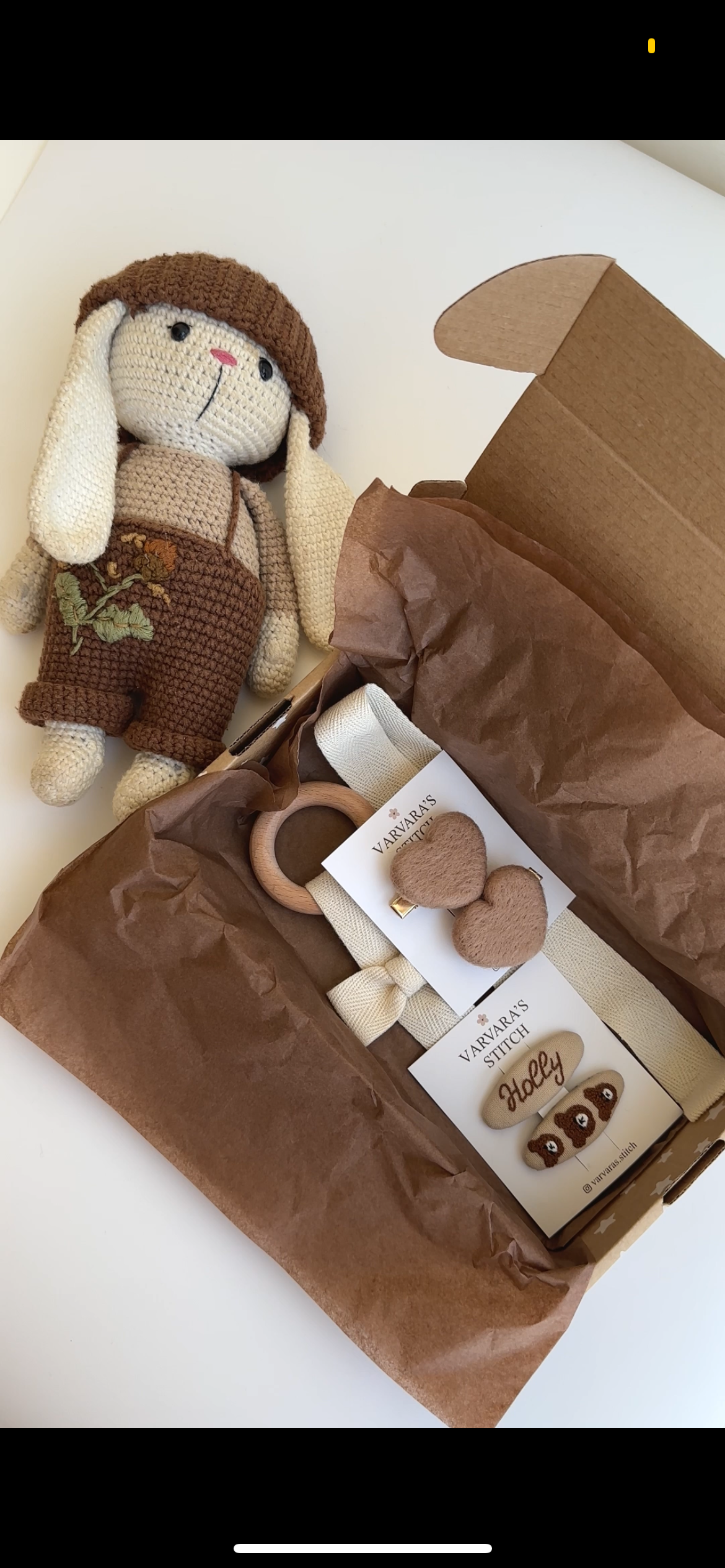 Personalized Baby Hair Clips Gift Set with Hanging Organizer, Brown Wool Heart Clips , Embroidered Name Hair Clip, Teddy Bears Clip 🚚 Free Shipping