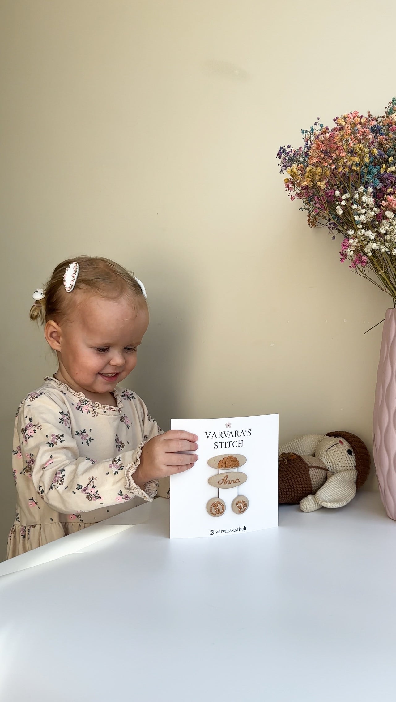 Personalized Croissant Hair Clip Set – Name Clip + 2 Pretzel Hair Ties for Girls 🚚 Free Shipping from Ukraine 🇺🇦