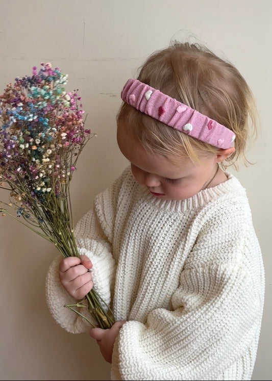 Pink Linen Floral Headband – Girl Hair Accessory 🚚 Free Shipping from Ukraine🇺🇦