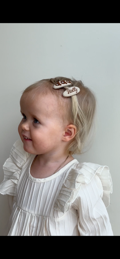 Personalized Baby Hair Clips Gift Set with Hanging Organizer, Brown