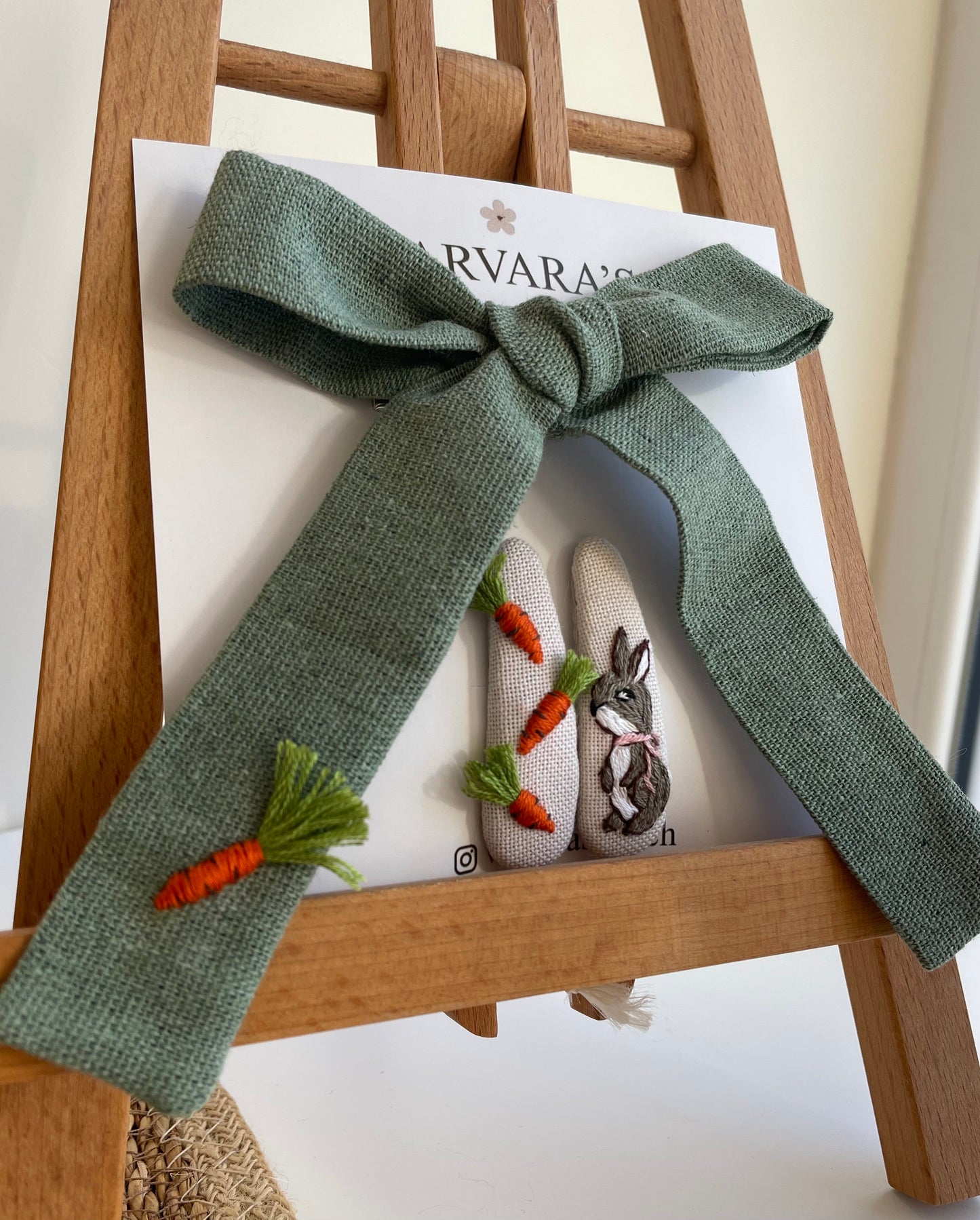 Handmade Embroidered Linen Hair Bows Set – Forest Animals | Baby & Toddler Girl Hair Accessories 🚚 Free Shipping