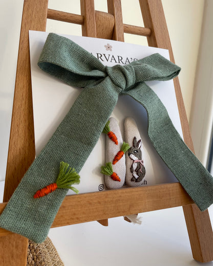 Handmade Embroidered Linen Hair Bows Set – Forest Animals | Baby & Toddler Girl Hair Accessories 🚚 Free Shipping from Ukraine🇺🇦
