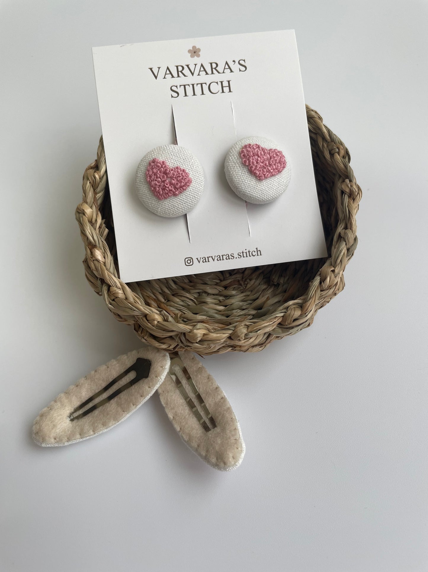 Personalized Embroidered Hair Accessories Set , Linen Hair Clips & Ties with Name, Baby Girl Gift 🚚 Free Shipping