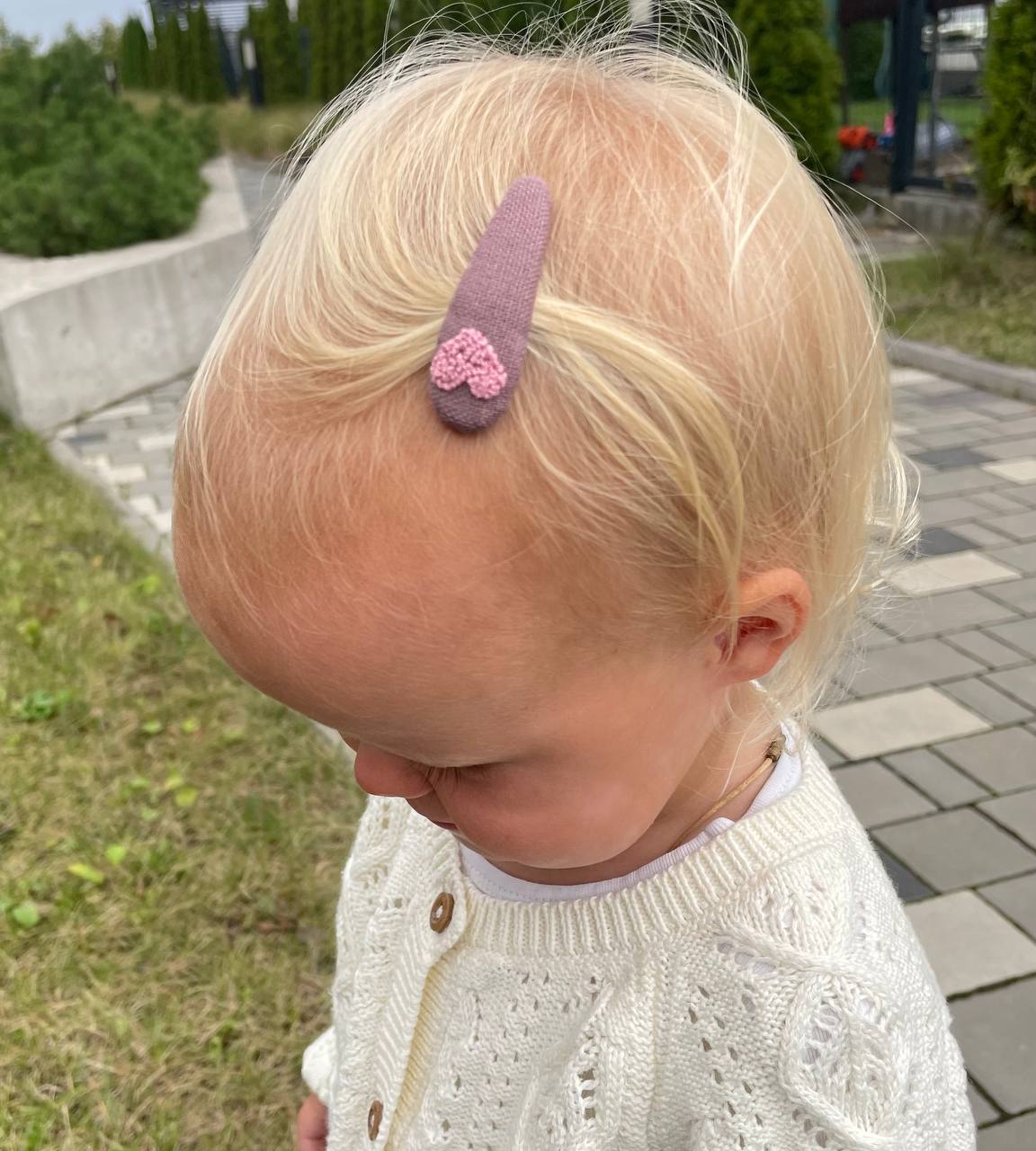 Pink Heart Embroidered Linen Hair Clip & Tie Set: Handmade Toddler Girl Gift 🚚 Free Shipping
