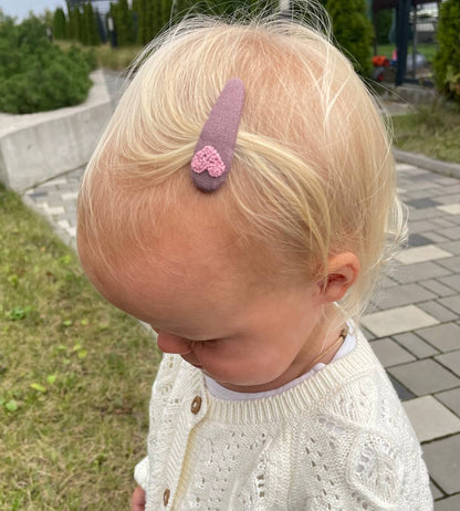 Pink Heart Embroidered Linen Hair Clip & Tie Set: Handmade Toddler Girl Gift 🚚 Free Shipping from Ukraine🇺🇦