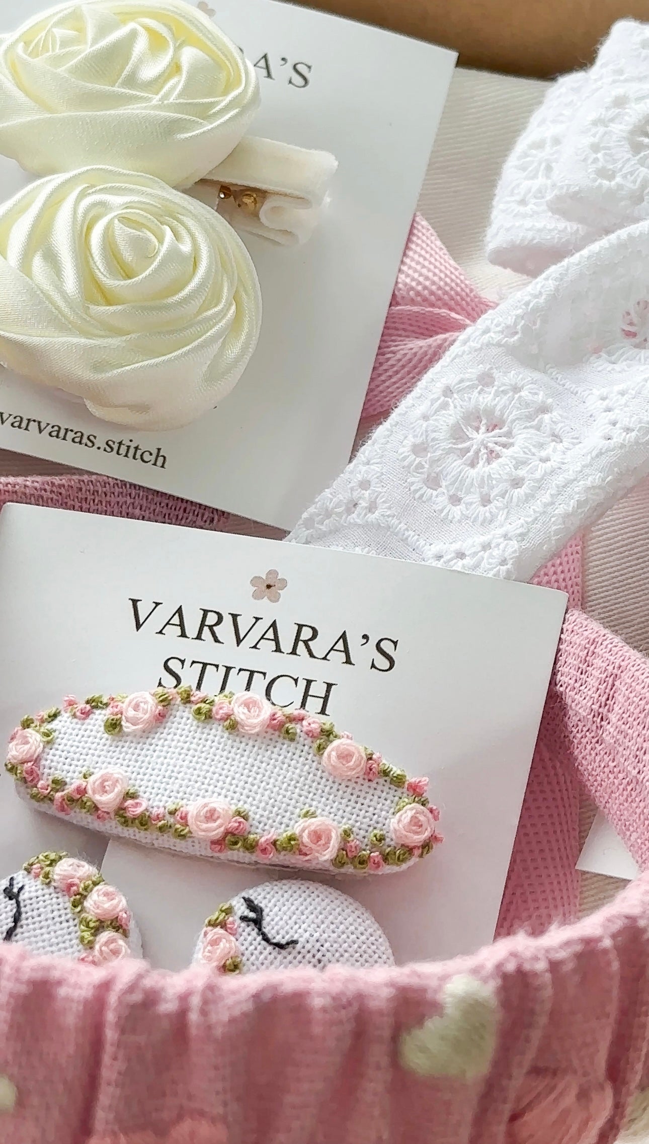 Personalized Toddler Girl Gift Set PINK | handmade hair accessories | newborn gift | baby shower present | headband & clips set 🚚 Free Shipping