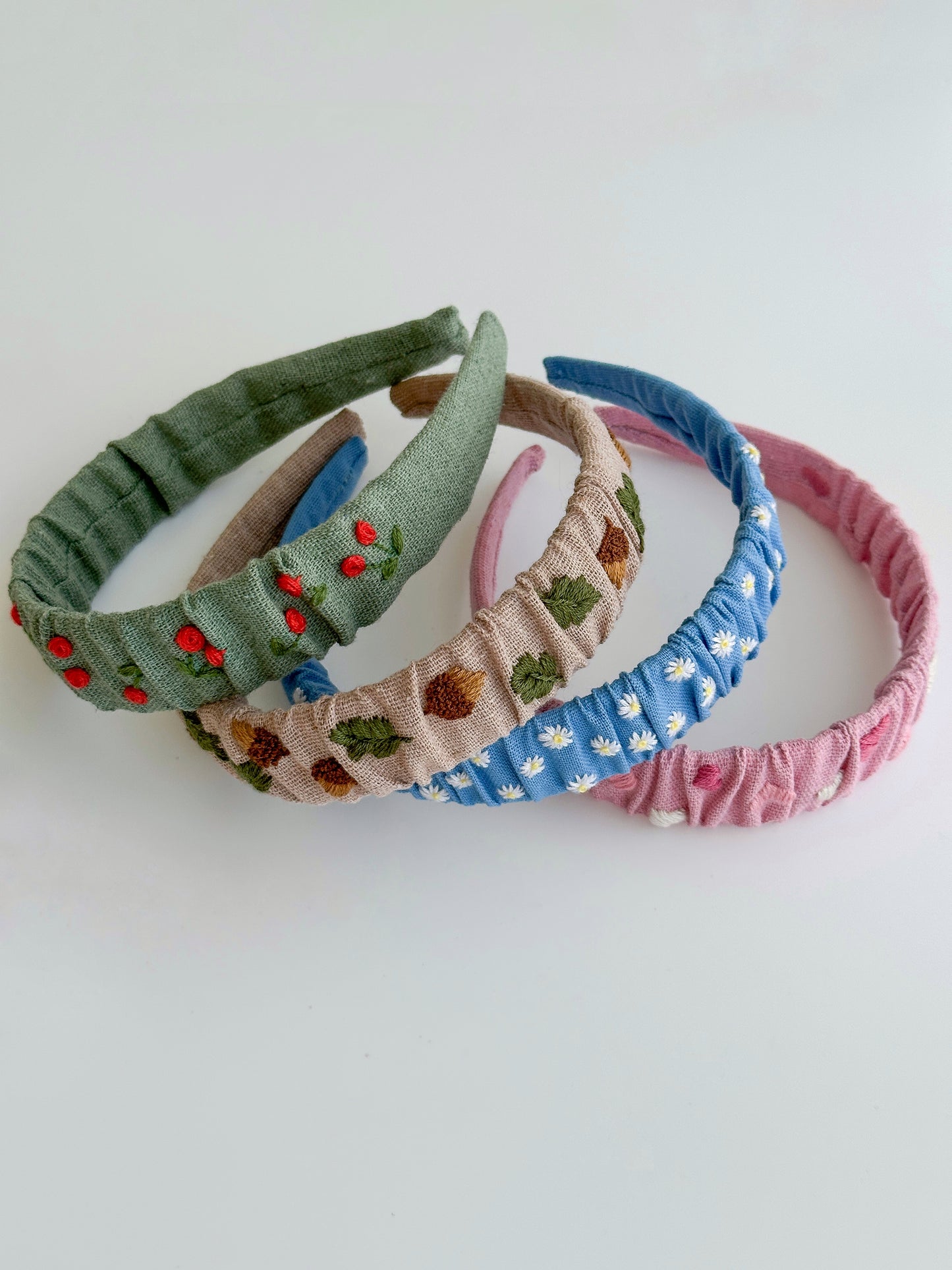 Hand Embroidered Linen Baby Headband, Floral Hair Accessory 🚚 Free Shipping