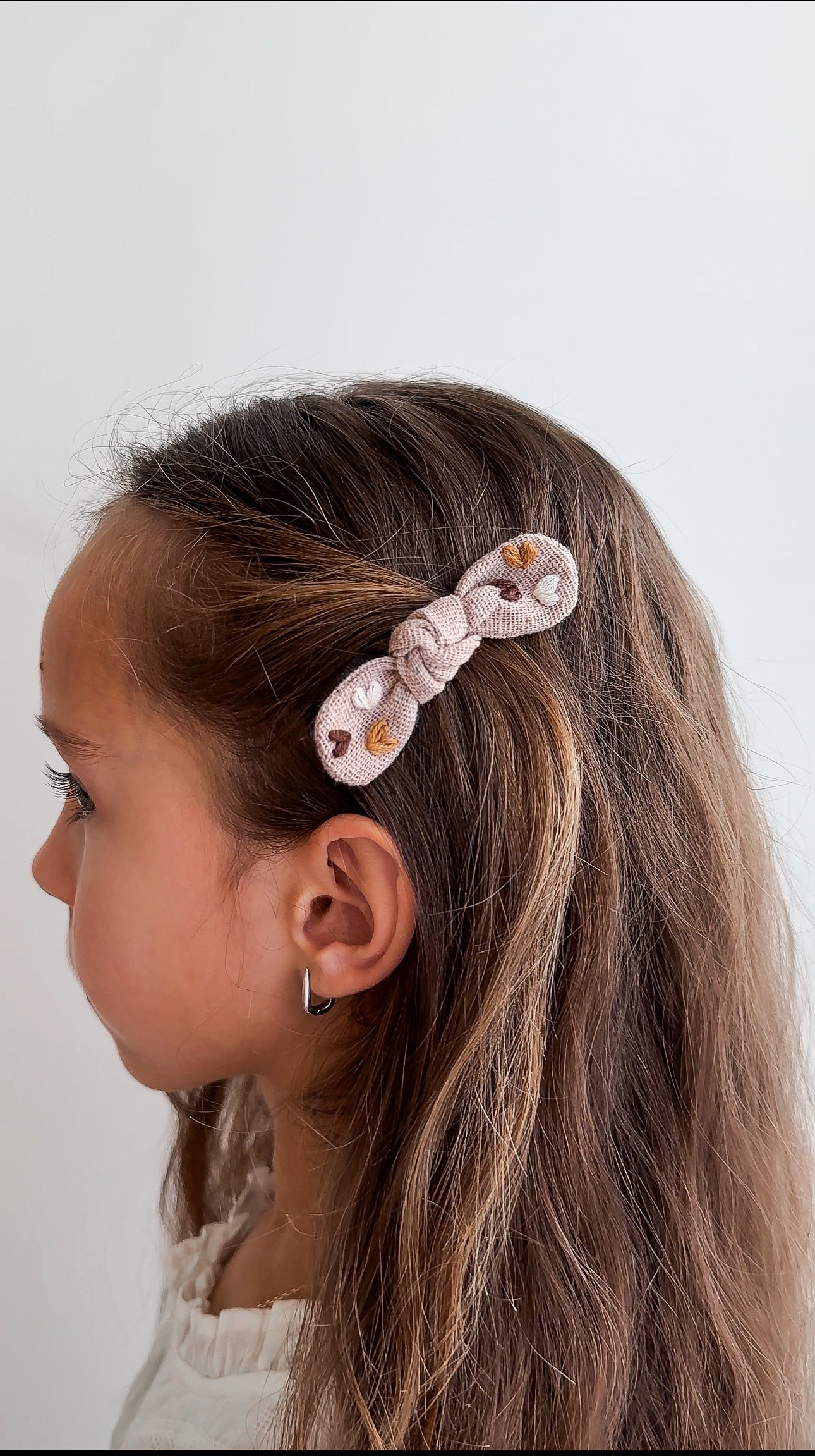 Mini Hair Bows & Elastic Set – Hand Embroidered Mushrooms, Flowers & Hearts 🚚 Free Shipping