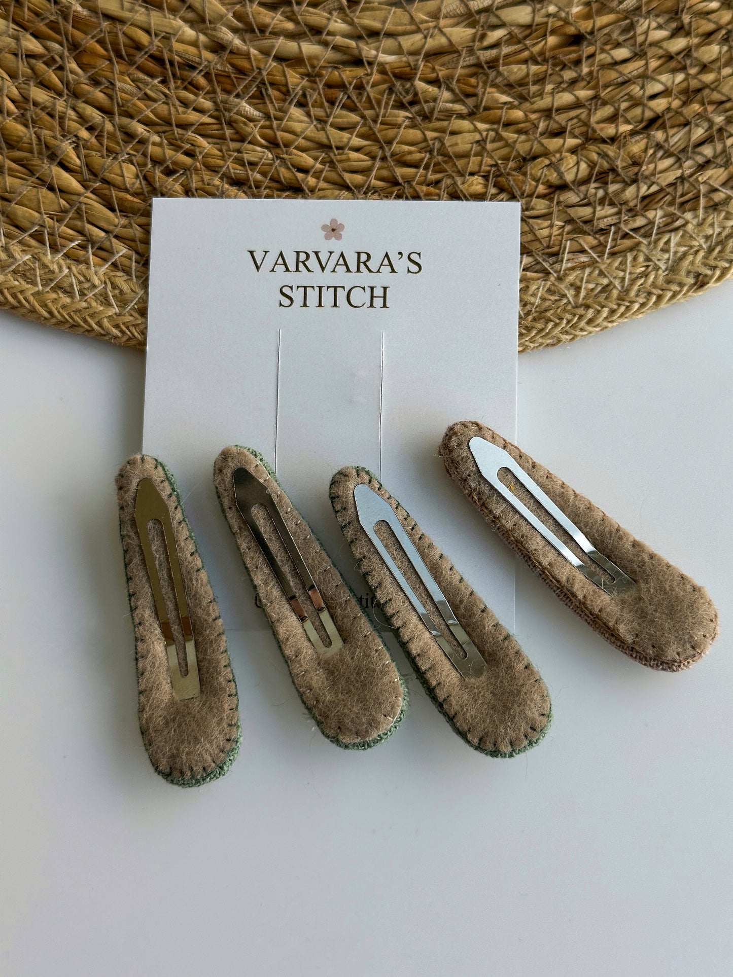 🇺🇸 Handmade Embroidered Linen Hair Clip & Ties Set – Baby Girl Accessories | Ships from USA 🚚 Free Shipping