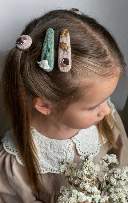Handmade Embroidered Linen Hair Clip and Ties Set – Baby Girl Accessories 🚚 Free Shipping from Ukraine🇺🇦