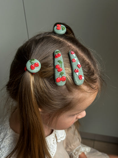 Handmade Embroidered Linen Hair Clip and Ties Set – Baby Girl Accessories 🚚 Free Shipping from Ukraine🇺🇦