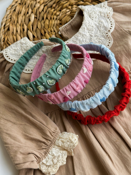 Hand Embroidered Linen Baby Headband, Floral Hair Accessory 🚚 Free Shipping