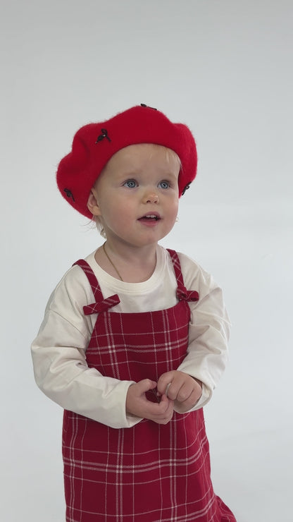 Hand Embroidered Wool Beret for Girls, Beret with Beads Bows 🚚 Free Shipping from Ukraine🇺🇦
